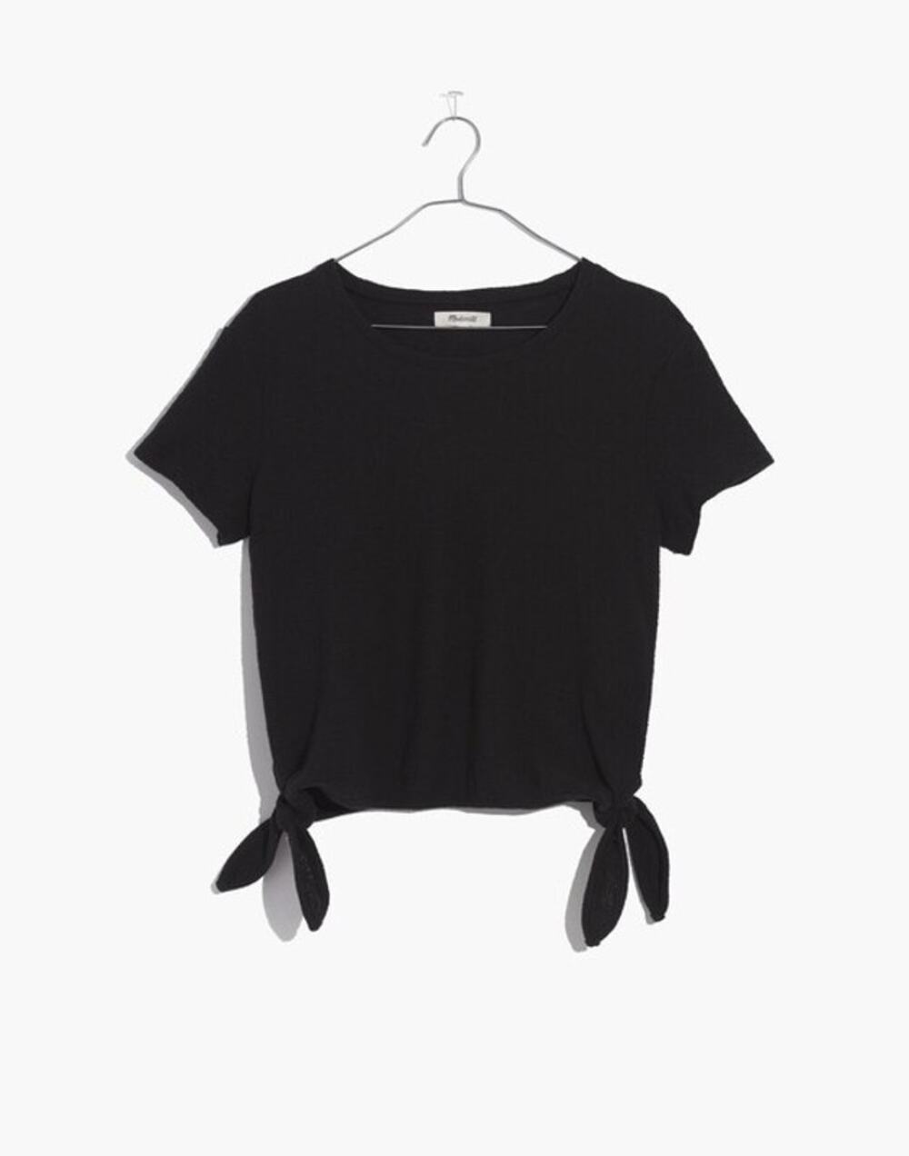 Madewell Texture & Thread Black Modern Side Tie Top Large Minimalist Casual
